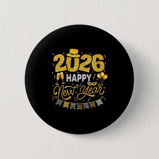 Happy New Year 2026 Fireworks Countdown New Years  Ronde Button 5,7 Cm (Voorkant)