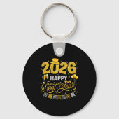 Happy New Year 2026 Fireworks Countdown New Years Sleutelhanger (Voorkant)