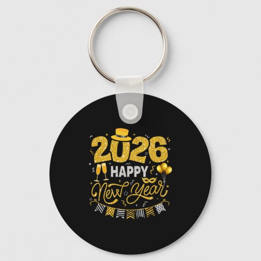 Happy New Year 2026 Fireworks Countdown New Years  Sleutelhanger (Voorkant)