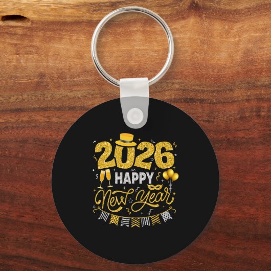 Happy New Year 2026 Fireworks Countdown New Years  Sleutelhanger (Voorkant)