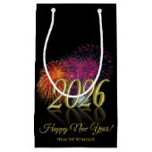Happy New Year 2026 Fireworks Gold Klein Cadeauzakje (Voorkant)