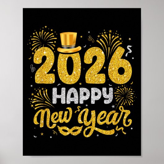 Happy New Year 2026 Fireworks New Years Eve Men Wo Poster (Voorkant)