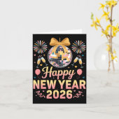 Happy New Year 2026 Fireworks New Year's Eve Party Kaart (Gele Bloem)