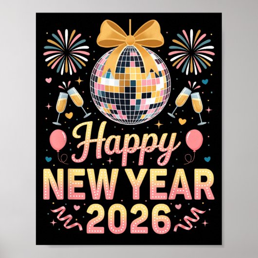 Happy New Year 2026 Fireworks New Year's Eve Party Poster (Voorkant)