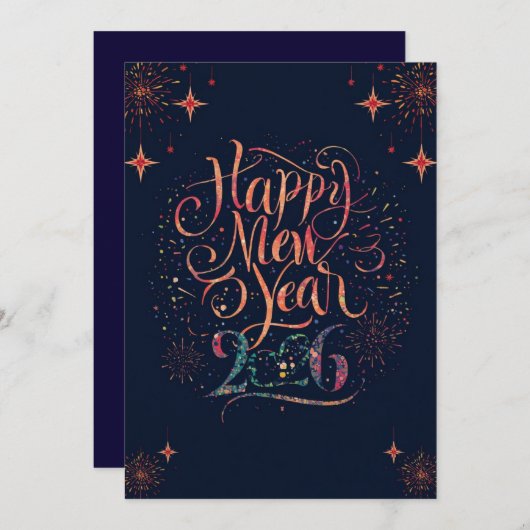 Happy new year 2026 Flat Card (Voorkant / Achterkant)