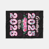 Happy New Year 2026 Floral Goodbye 2025 Hello 2026 Fleece Deken (Voorkant (Horizontaal))