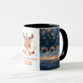 happy new year 2026  fox & reindeer coffee mug mok (Voorkant rechts)
