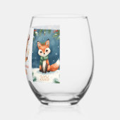 happy new year 2026 fox & reindeer  wijnglas zonder voet (Links)