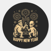 Happy New Year 2026 Funny Bigfoot And Alien Lovers Ronde Sticker (Voorkant)