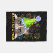 Happy New Year 2026 Funny Cat New Year's Eve Hat G Fleece Deken (Voorkant (Horizontaal))