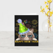 Happy New Year 2026 Funny Cat New Year's Eve Hat G Kaart (Gele Bloem)