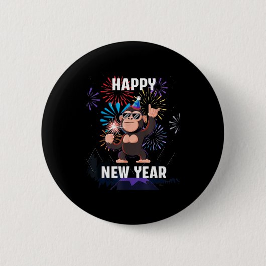 Happy New Year 2026 Funny Kids Bigfoot Lovers Part Ronde Button 5,7 Cm (Voorkant)