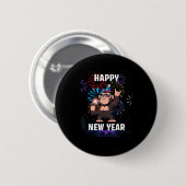 Happy New Year 2026 Funny Kids Bigfoot Lovers Part Ronde Button 5,7 Cm (Voorkant /achterkant)