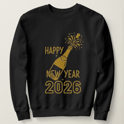 Happy New Year 2026 Glitter Sweatshirts for Women Trui (Design voorkant)