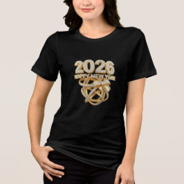 Happy New Year 2026 Glitter Tee for Women Tri-Blend Shirt
