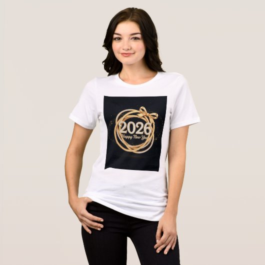  Happy New Year 2026 Glitter Tee for Women Tri-Blend Shirt (Voorkant volledig)