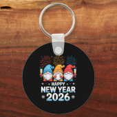 Happy New Year 2026 Gnome Cute Holiday Celebration Sleutelhanger (Voorkant)