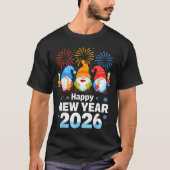 Happy New Year 2026 Gnome With Fireworks And Champ T-shirt (Voorkant)