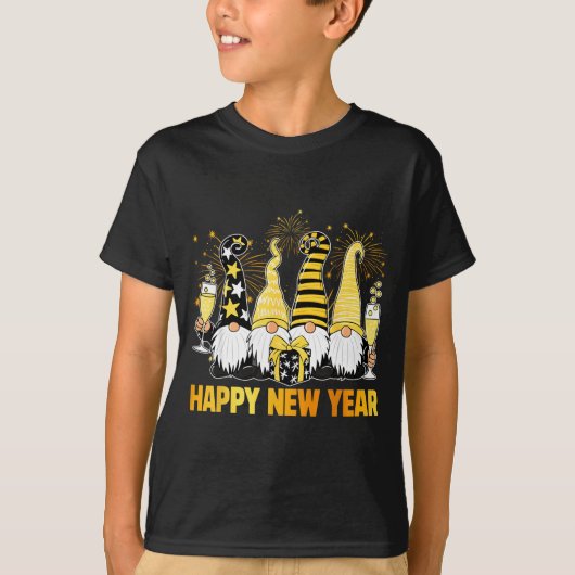 Happy New Year 2026 Gnomes Drinking Champagne New T-shirt (Voorkant)