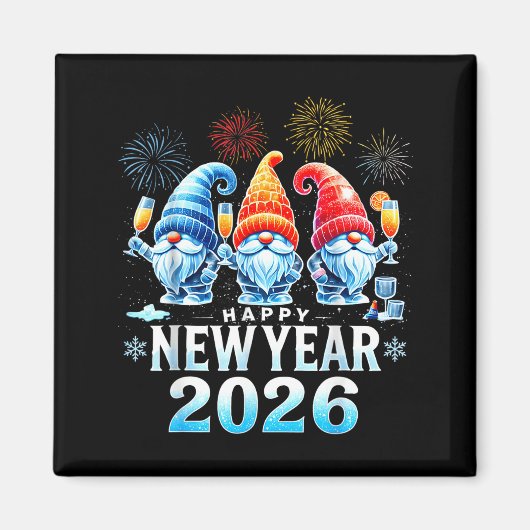 Happy New Year 2026 Gnomes Family Party New Years  Magneet (Voorkant)