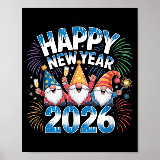 Happy New Year 2026 Gnomes Family Party New Years  Poster (Voorkant)