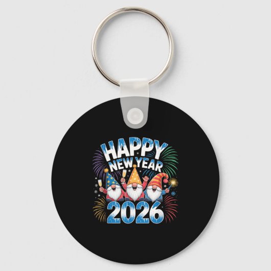 Happy New Year 2026 Gnomes Family Party New Years  Sleutelhanger (Voorkant)