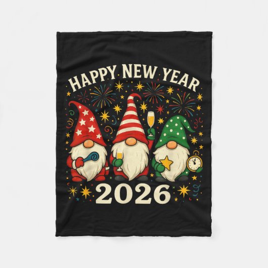 Happy New Year 2026 Gnomes Fireworks Party  Fleece Deken (Voorkant)