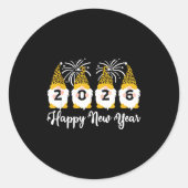 Happy New Year 2026 Gnomes Leopard Print Gnomies G Ronde Sticker (Voorkant)