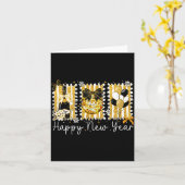 Happy New Year 2026 Gold Coquette Bow Disco Ball C Kaart (Gele Bloem)