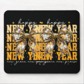 Happy New Year 2026 Gold Coquette Bow Disco Ball C Muismat (Voorkant)