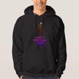 Happy New Year 2026 Gold Hand Heart Hoodie