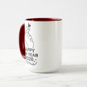 Happy New Year 2026 Gold Hand Heart Mug Mok (Voorkant links)