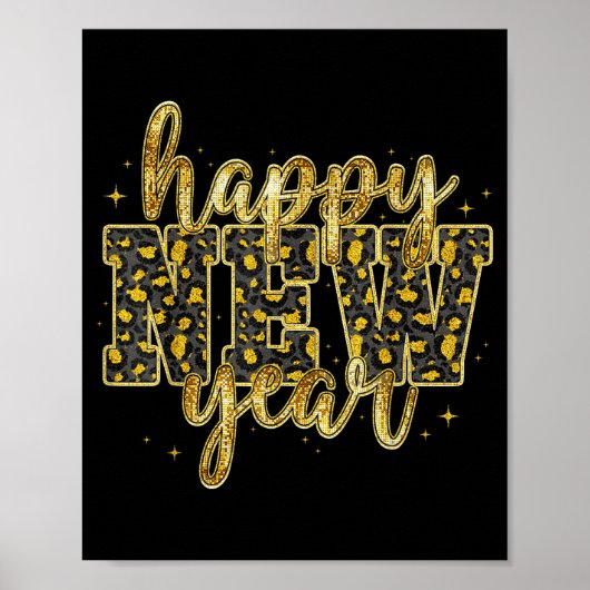 Happy New Year 2026 Gold Leopard Countdown Party F Poster (Voorkant)