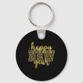 Happy New Year 2026 Gold Leopard Countdown Party F Sleutelhanger (Voorkant)