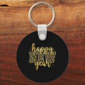 Happy New Year 2026 Gold Leopard Countdown Party F Sleutelhanger (Voorkant)