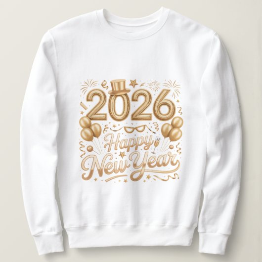 Happy New Year 2026 Gold Lettering T‑Shirt with Ba Trui (Design voorkant)