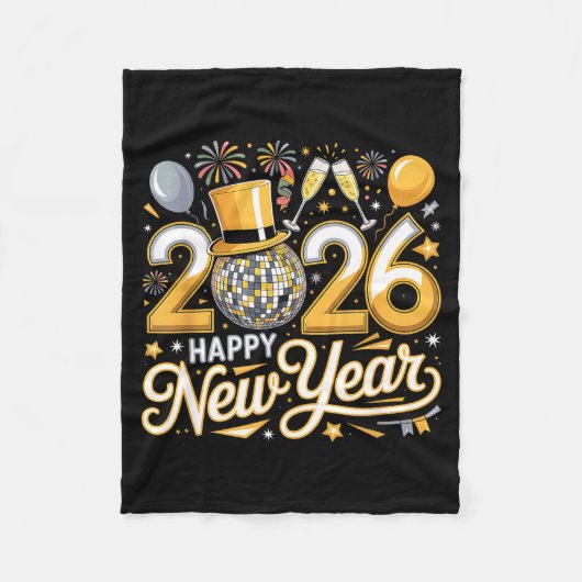 Happy New Year 2026 Gold Party Celebration Gift Fleece Deken (Voorkant)