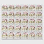 Happy New Year 2026 Gold | Snowflake and Santa Hat Cadeaupapier (Vlak)