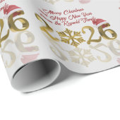 Happy New Year 2026 Gold | Snowflake and Santa Hat Cadeaupapier (Rol Hoek)