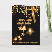 Happy New Year 2026 Gold Star Greeting Card Feestdagen Kaart (Achterkant)