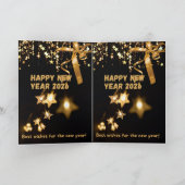 Happy New Year 2026 Gold Star Greeting Card Feestdagen Kaart (Binnen)