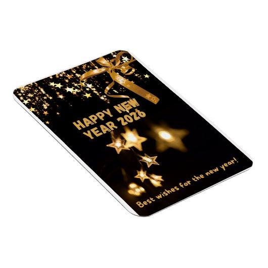 Happy New Year 2026 Gold Star Greeting Card Magneet (Rechterzijde)
