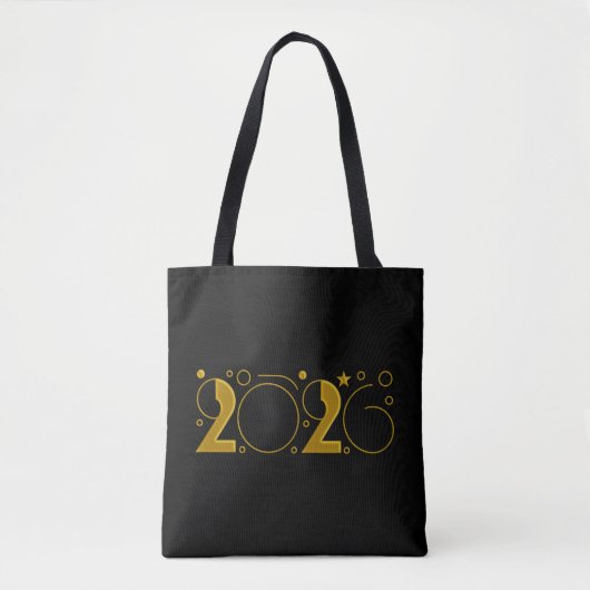 Happy New Year 2026 gold Tote Bag (Voorkant)