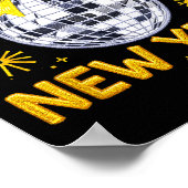 Happy New Year 2026 Golden Disco Ball Bow New Year Poster (Hoek)