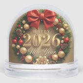 happy new year 2026 golden wreath snow globe sneeuwbol (Achterkant)