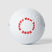Happy New Year 2026 Golf Balls Golfballen (Voorkant)