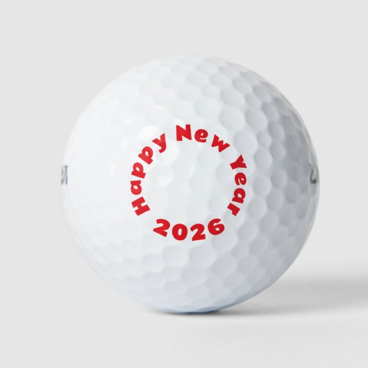 Happy New Year 2026 Golf Balls Golfballen (Voorkant)
