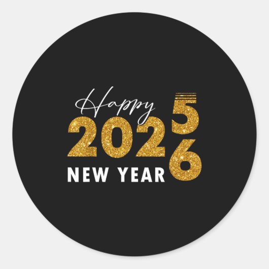 Happy New Year 2026 Goodbye 2025 Hello 2026 Ronde Sticker (Voorkant)