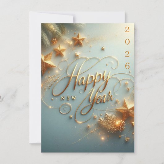 Happy New Year 2026 Greeting Card | Elegant  Feestdagenkaart (Voorkant)
