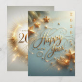 Happy New Year 2026 Greeting Card | Elegant  Feestdagenkaart (Voorkant / Achterkant)